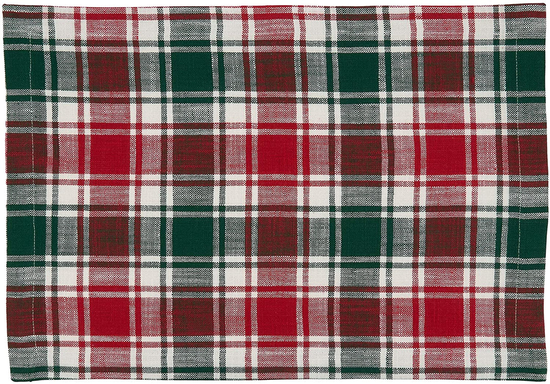 Plaid Design Cotton Placemats (Set 4) Green Red