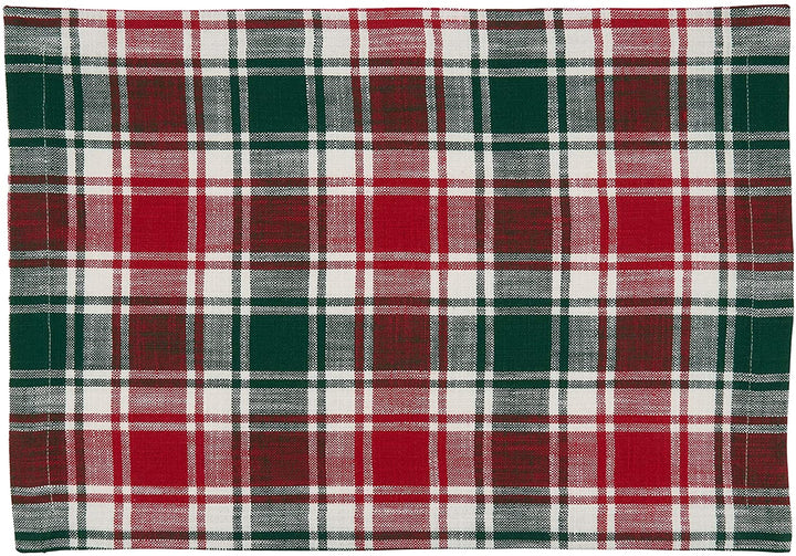 Plaid Design Cotton Placemats (Set 4) Green Red