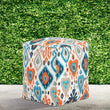 Indoor Outdoor Pouf Color Ikat Bohemian Eclectic Polyester Fade Resistant