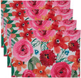 Large Floral Table Mats (Set 4) Color Oblong Polyester
