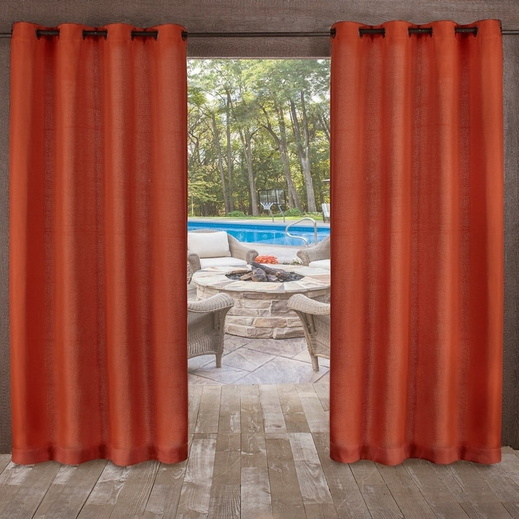 Indoor Outdoor Heavy Textured Gazebo Curtain Window Treatment Panel Pair Patio Porch Cabana Dock Beach Home Grommet Top