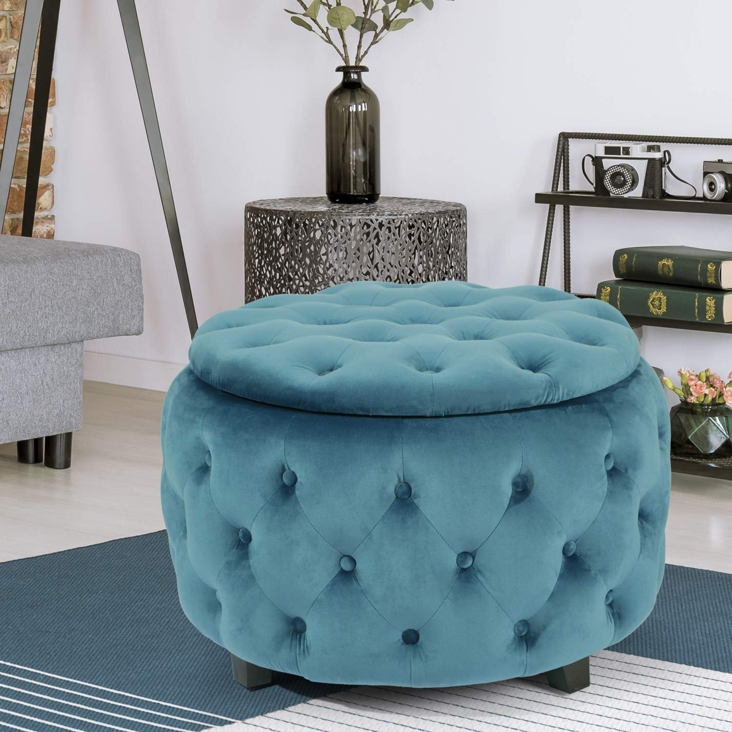 Adeco Foot Rest Ottoman Pet Stool - Beige-Linen