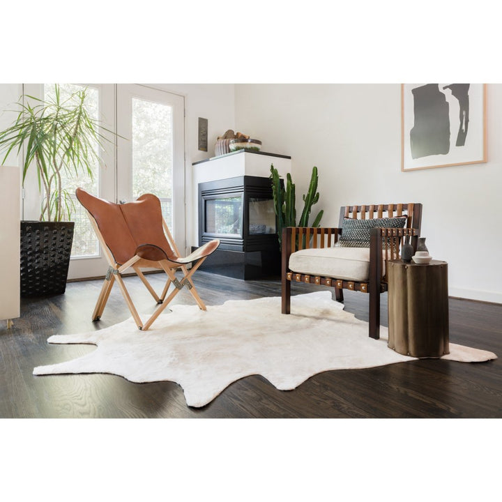 50x66ft Off White Ivory Animal Hide Faux Rawhide Area Rug Indoor Country Lodge Rustic Living Room Bedroom Saloon Mat Free Form Carpet Resilient Weave Cruelty Free Acrylic Synthetic Flooring