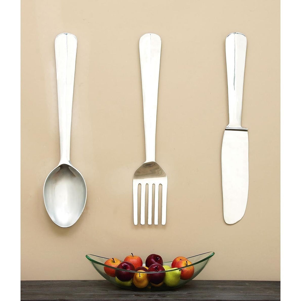 Seymour Aluminum Utensil Wall Ornaments (Set Of 3) Silver Mid-century Modern Metal