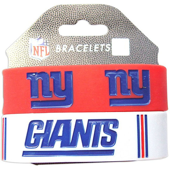 8 Inch NFL Giants Mens Rubber Bracelet Set Football Themed Wristband Sports Patterned Team Logo Fan Fashion Athletic Team Spirit Fan Arm Band Blue - Diamond Home USA
