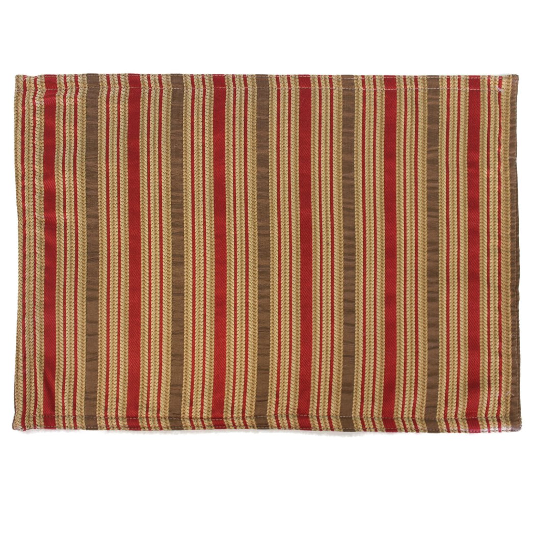 Red Gold Brown Stripes Pattern Placemats Set Elegant