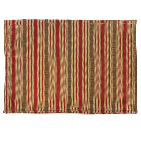 Red Gold Brown Stripes Pattern Placemats Set Elegant Vertical Stripe Inspired Design Xmas Holiday Motif Rectangle Shape Place Mats Features Machine - Diamond Home USA