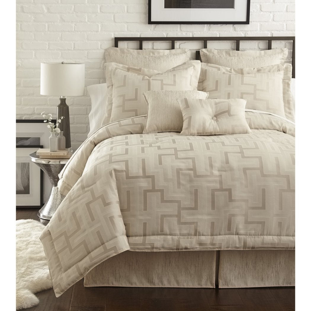 Geometric Line Pattern Comforter Set Abstract Jacquard