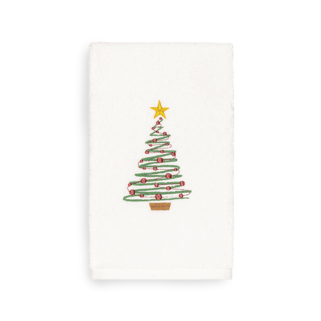 Turkish Cotton Christmas Tree White Hand Towel Green Red