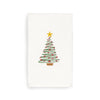 Turkish Cotton Christmas Tree White Hand Towel Green Red Terry Cloth Single Piece Embroidered - Diamond Home USA