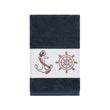 Authentic Hotel and Spa Turkish Cotton Nautical Embroidered Midnight Blue Hand Towel Terry Cloth Single Piece - Diamond Home USA