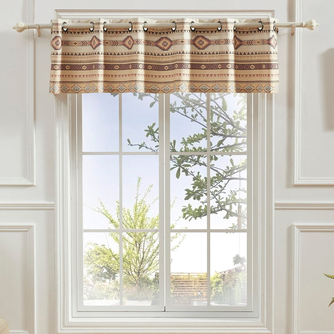 San Carlos Tan Grommet-top Window Valance Beige Chevron