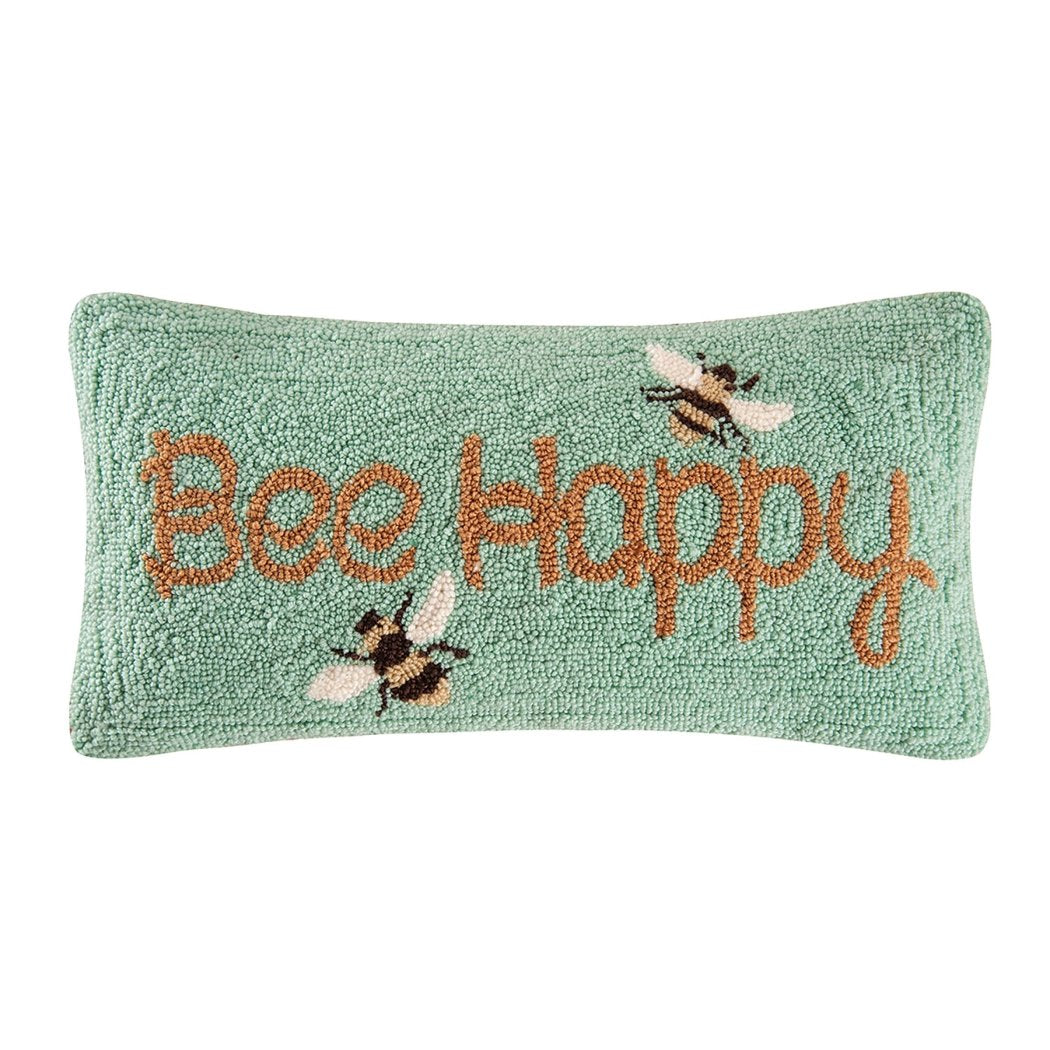 20 X 10 Green Orange Animal Throw Pillow Bee Happy Quote