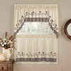Curtain Tier Swag Set Fishtail Birds Pattern Animal Chirp Twitter Tweet Whistle Embroidered Country
