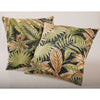 Set 2 18 x 18 Black Green Tropical Leaves Throw Pillows Set Square Shaped Botanical Plants Cushion Tropics Brown Beige Indoor/Outdoor Polyester - Diamond Home USA