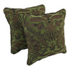 18 x 18 Green Chenille Throw Pillow Black Jacquard Damask Floral Abstract Textured Pillows Flower Corded Edging Cushion Headrest Sofa Couch Casual - Diamond Home USA