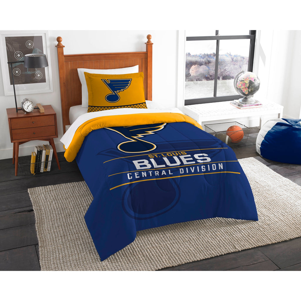 Blues Twin Comforter Set Sports Collegiate Microfiber 2 Piece - Diamond Home USA