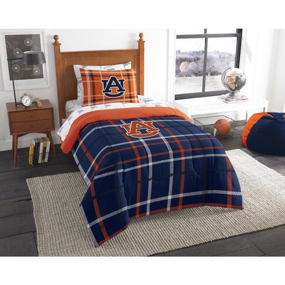 NCAA COL Auburn Tigers Alabama football Twin Comforter Set Blue Orange Sports Patterned Bedding Team Logo Auburn Merchandise Team Spirit College - Diamond Home USA
