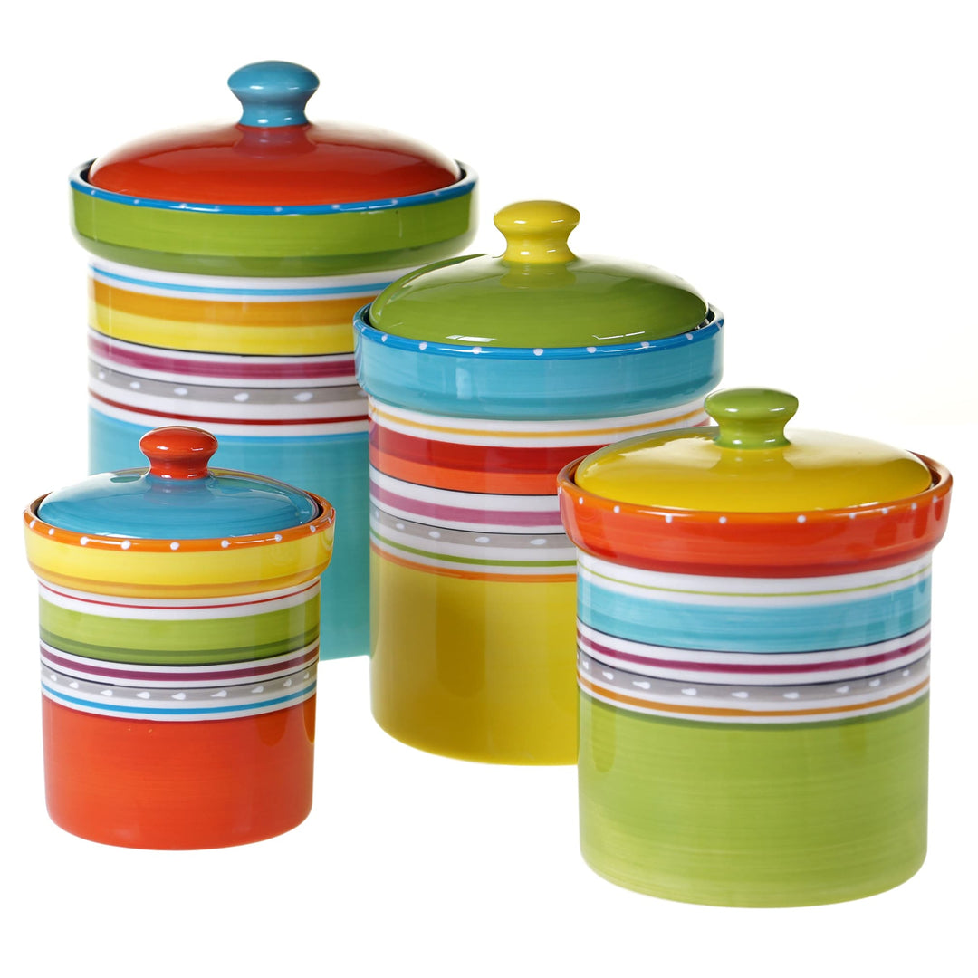 Mariachi Collection 4 piece Canister Set Green Red Yellow