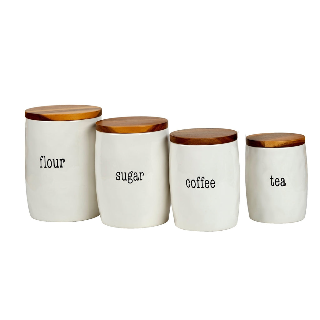 It's Just Words 4-piece Canister Set with Lids Brown Off-white - Diamond Home USA