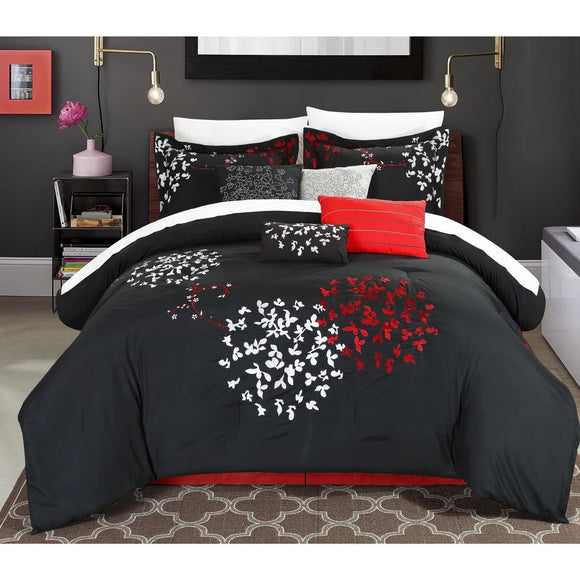 Comforter Set Fancy Luxury Bedding French Country Modern Pattern Master Bedrooms Flower Embroidery Black