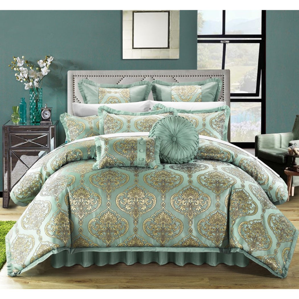 Jacquard Comforter Set en Damask Bedding Floral Pattern Master Bedroom Medallion Flower Bed Bag Geometric Classic Traditional