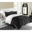 Black Luxury Pinch Pleated Pattern Comforter Twin XL Set Ruffled Pintuck Design Super Soft & Snuggly Sherpa Lined Bedding Solid Color High Class - Diamond Home USA