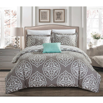 Geometric Duvet Cover Medallion Bedding Shabby Chic Trendy Geometrical Floral Pattern Oval Damask Flowers Casual Classic