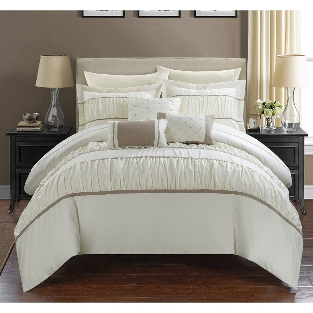 Ruched Comforter Set Fancy Luxury Bedding Modern Pattern Master Bedrooms Fancy Bright