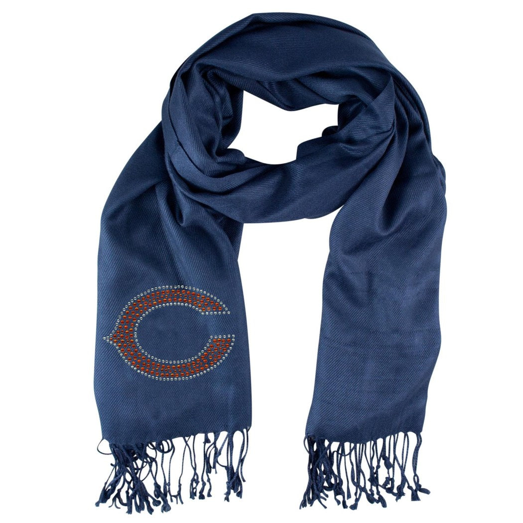 Nfl Bears Pashmina Scarf 75 X 30 Inches Football Themed Women Apparel Wrap Fashion Accessory Sports Patterned Team Logo Merchandise Athletic Team - Diamond Home USA