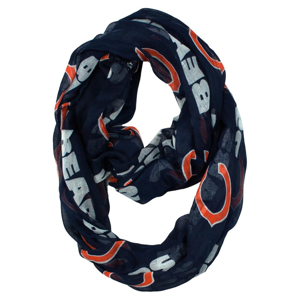 Nfl Bears Sheer Scarf 70 X 25 Inches Football Themed Fashion Accessory Infinity Continuous Loop Sports Patterned Team Logo Fan Athletic Team Spirit - Diamond Home USA