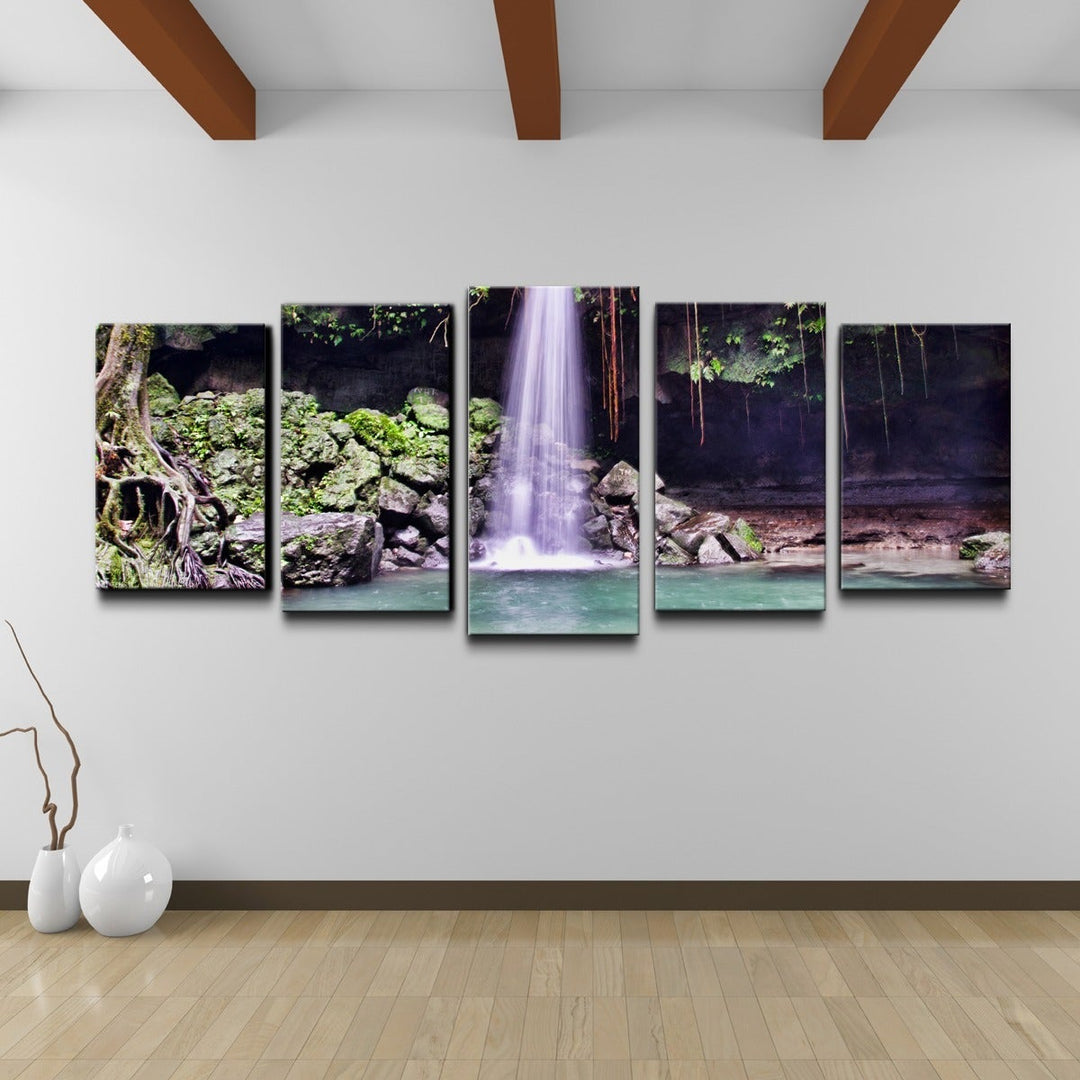 Chris Doherty 'Waterfall' 5-piece Gallery-wrapped Canvas