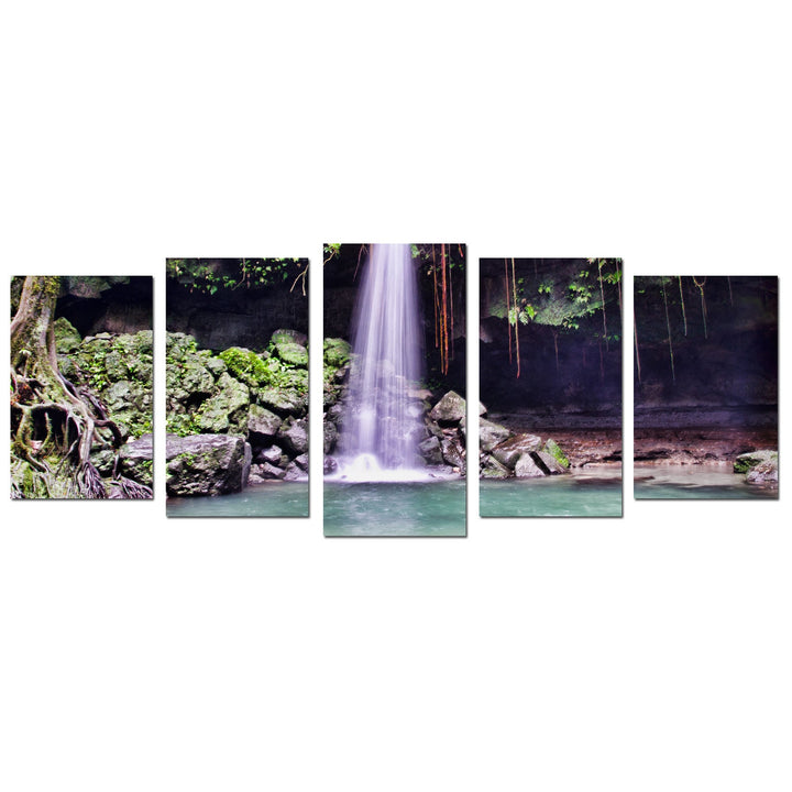 Chris Doherty 'Waterfall' 5-piece Gallery-wrapped Canvas Wall Art Set Purple Modern Contemporary Specialty Wood