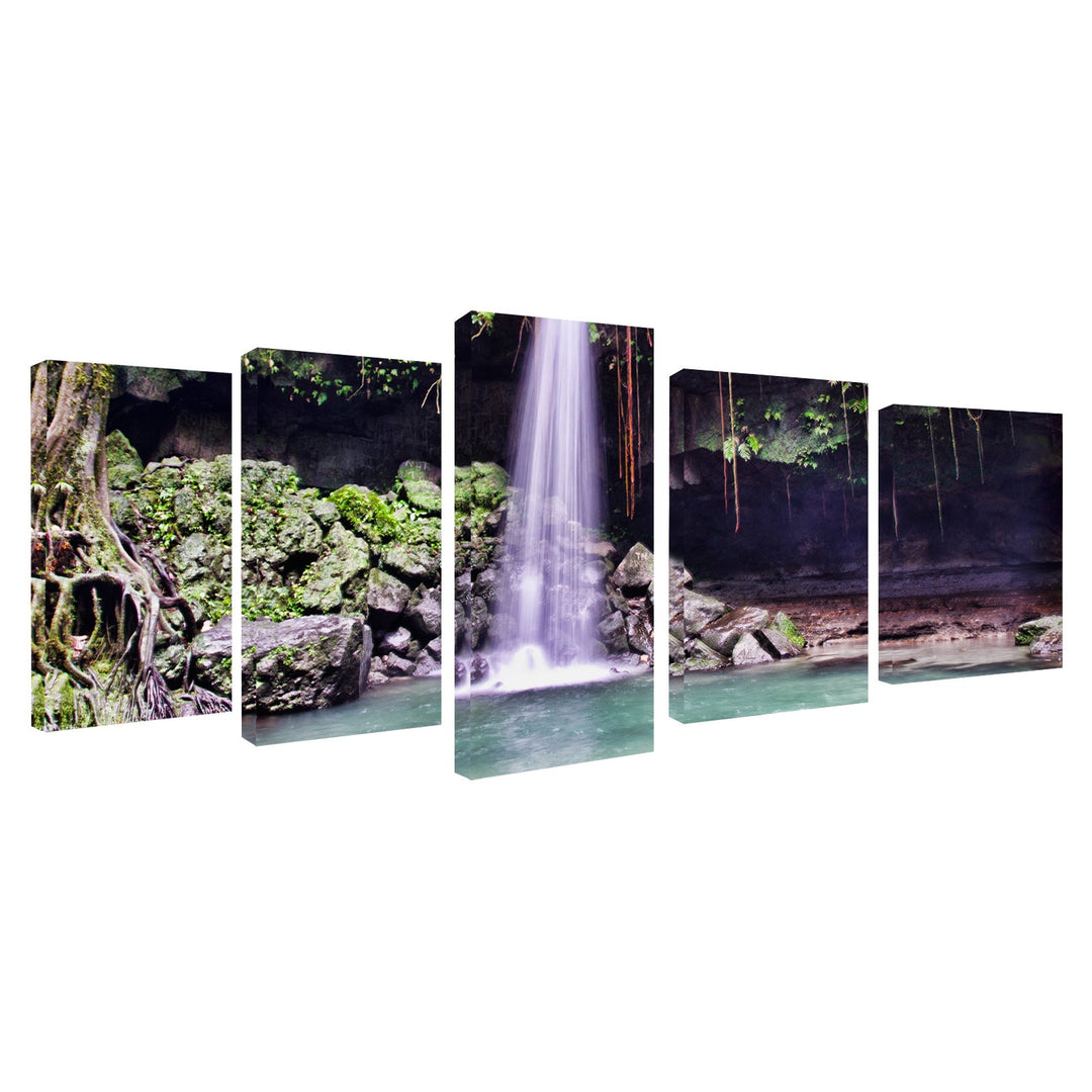 Chris Doherty 'Waterfall' 5-piece Gallery-wrapped Canvas Wall Art Set Purple Modern Contemporary Specialty Wood