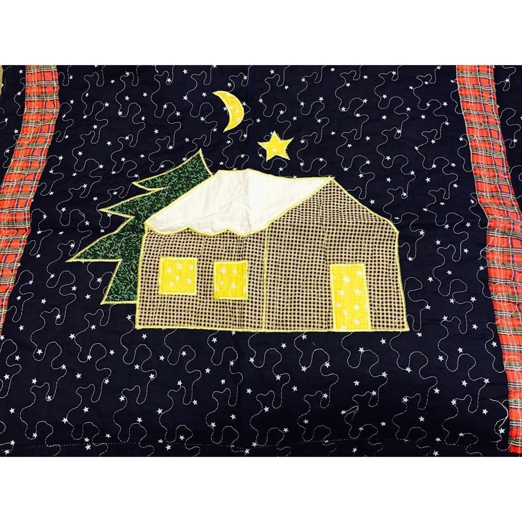 Christmas Themed Quilt Set mas Bedding Holiday Spirit Winter Nights Design Star Pattern Stockings Snow Men Patchwork Green