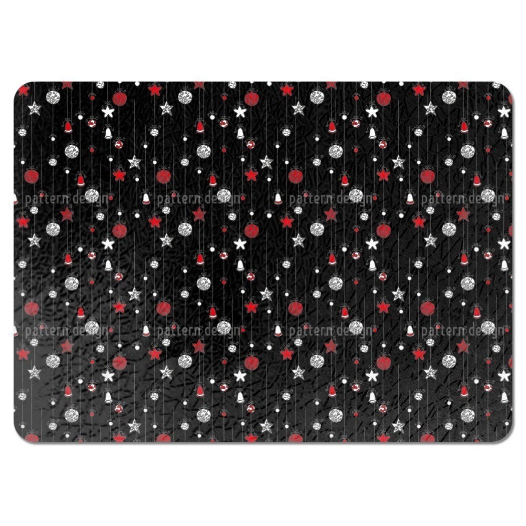 Black Red White Christmas Tree Balls Theme Placemats Set Charming Stars Xmas Holiday Motif Rectangle Shape Place Mats Features Machine Wash Polyester - Diamond Home USA