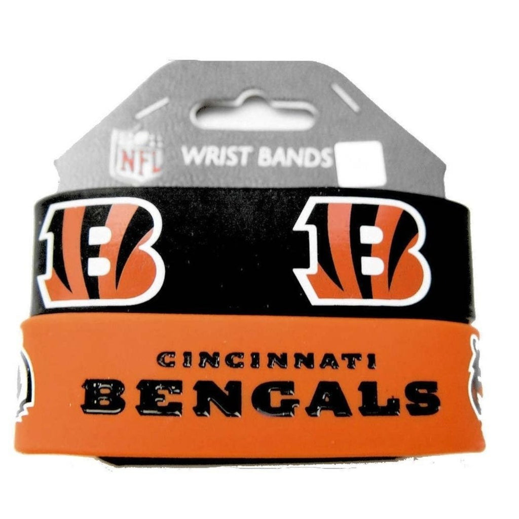 8 Inch NFL Bengals Mens Rubber Silicon Bracelet Set Football Themed Wristband Sports Patterned Team Logo Fan Fashion Athletic Team Spirit Fan Arm Band - Diamond Home USA