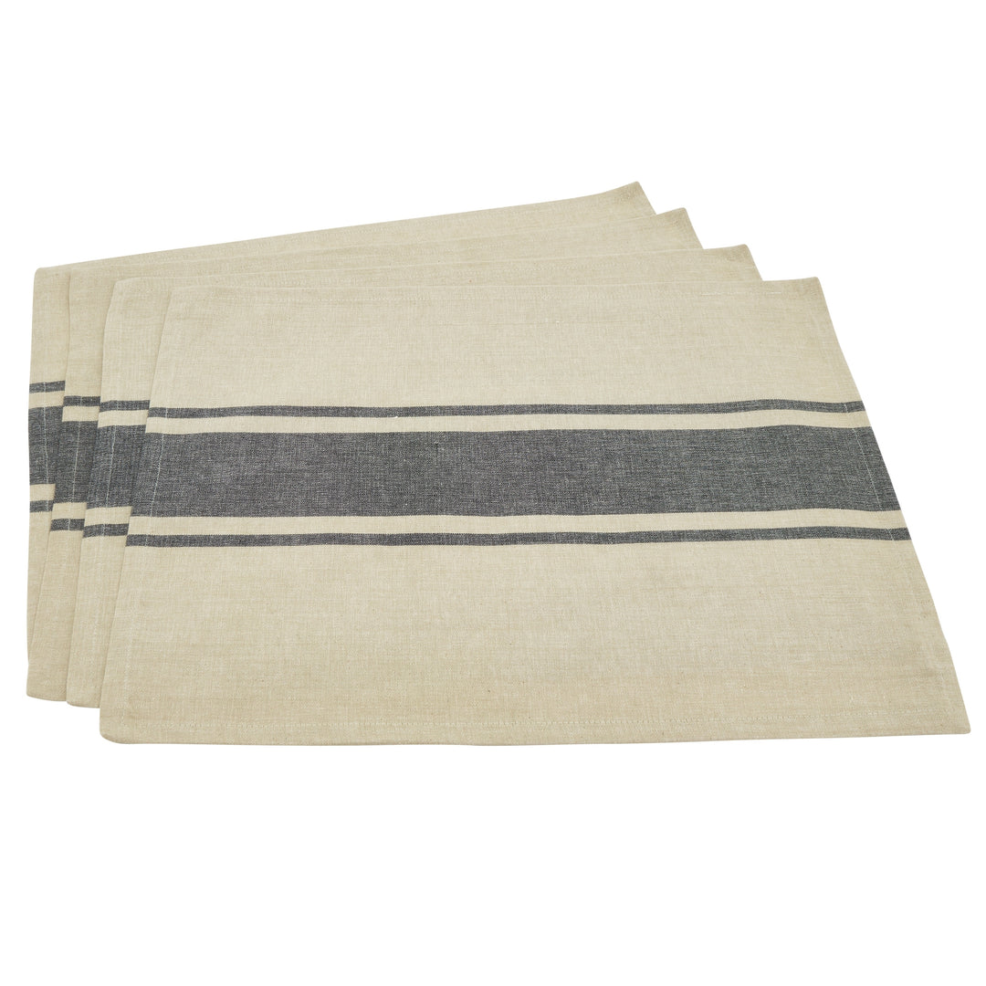 Classic Banded Stripe Design Cotton Placemat Set Tan