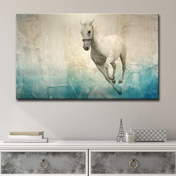 Horse Pattern Wall Art Rectangle French Country Theme Hanging Picture Horses Pony Wood Plaque Modern Abstract Animal