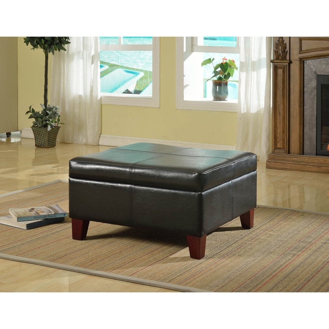 Silene Luxury Large Black Faux Leather Storage Ottoman Table