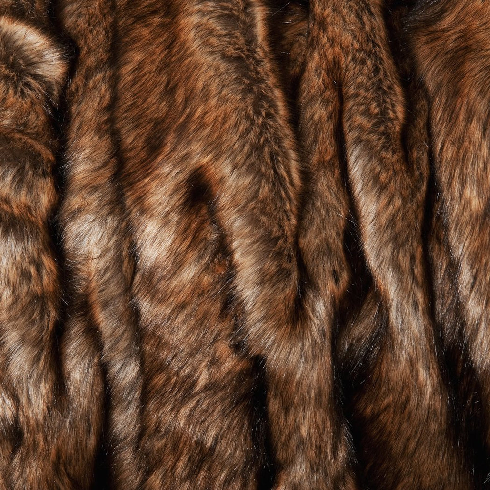 Brown Animal Pattern Faux Fur Plush Throw 58x60 Luxury Rich Realistic Wild Look Coyote Fur Textured Design Extra Soft Cozy Blanket Modern Bold Color Acrylic Polyester