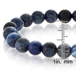8 5 Inch Blue Natural Sodalite Polished Stone Bracelet Matte Black Onyx Beaded Gemstone Wristband Handmade Round Beads Stretch Arm Band Flexible - Diamond Home USA