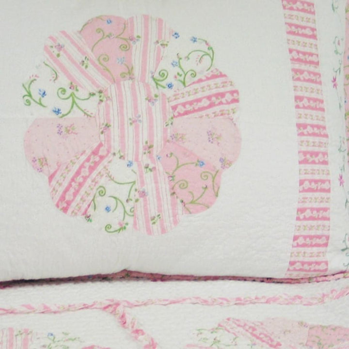 Quilt Set Floral Patchwork Themed Bedding Shabby Chic Classic French Country Cottage Pastel Vintage Flower Motif