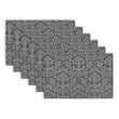 Set 6 13 x 18 Grey Damask Kitchen Placemats Intricate Black Contemporary Floral Pattern Vintage Traditional Design Dark Colors Dining Room Table - Diamond Home USA