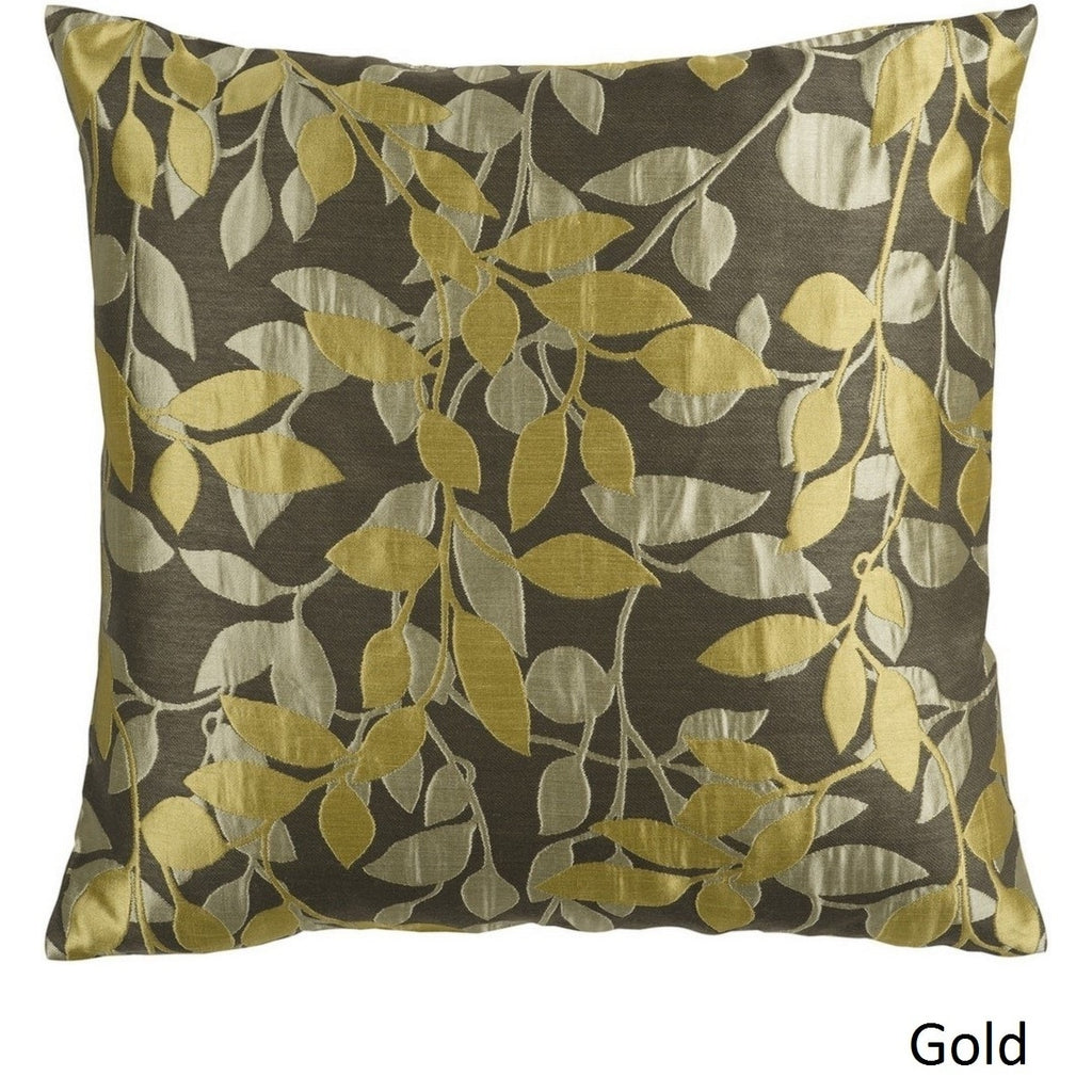 18 inch Black Fall Leaves Pattern Throw Pillow Cover Polyester Sophisticated Classy Casual Contemporary Modern Embroidered Floral Nature Tree Leaf