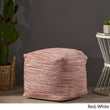 Deja Boho Yarn Pouf by Red White Striped Modern Contemporary Pattern Square Cotton - Diamond Home USA