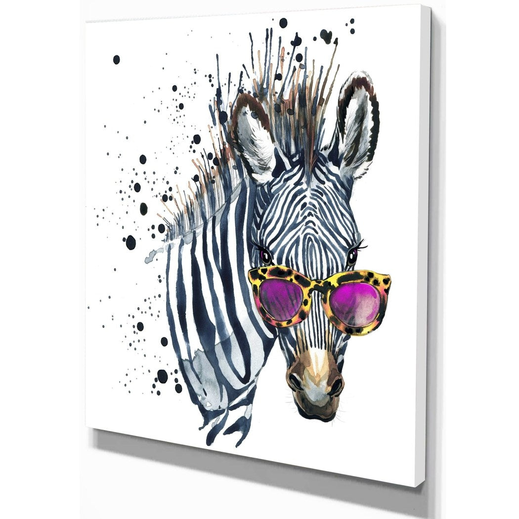 Zebra Pattern Wall Art Rectangle Zoo Animal Horse Theme Hanging Picture Cheetah Sunglasses Water Painting