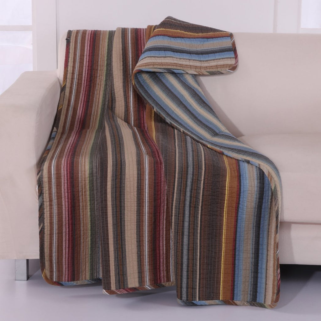 Stripes Pattern Blanket (50"Wx60"L) Colorful Vertical Stripe Lines Design Sofa Throw Bedding Soft & Warmth Winter Season Comfy Cotton - Diamond Home USA