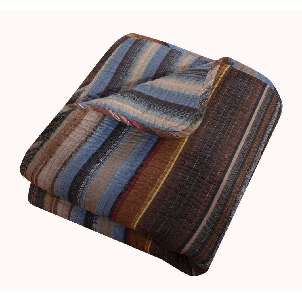 Stripes Pattern Blanket (50"Wx60"L) Colorful Vertical Stripe Lines Design Sofa Throw Bedding Soft & Warmth Winter Season Comfy Cotton - Diamond Home USA