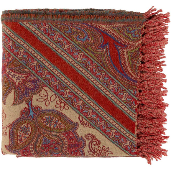 Red Paisley Floral Pattern Blanket (50